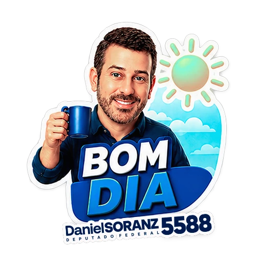 Figurinha: Daniel Soranz e a palavra Bom dia