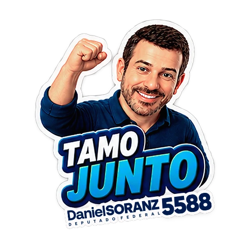 Figurinha: Daniel Soranz e a frase Tamo junto